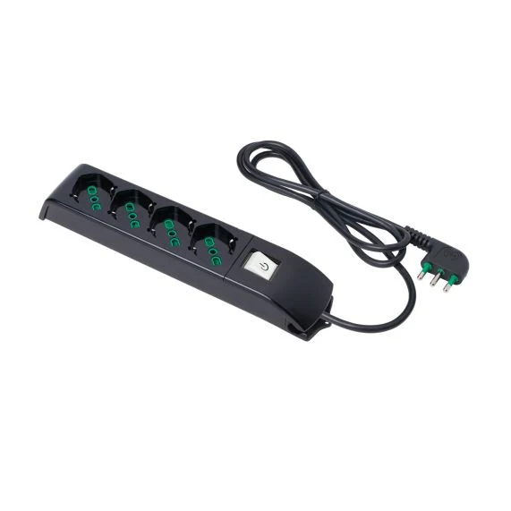 Multipresa Fanton Fido 4 Prese Bipasso 2P+T 16A con Interruttore Nera – 410101