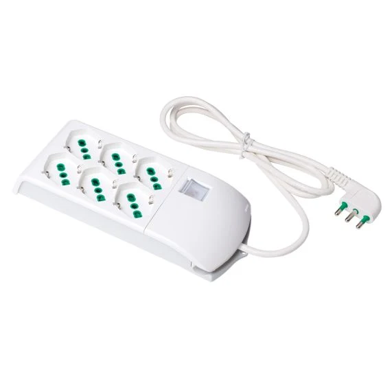 Multipresa Fanton Fido 3+3 Prese Bipasso 2P+T 16A con Interruttore Bianca – 410300