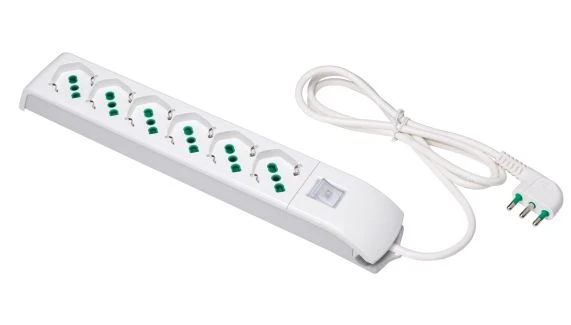 Multipresa Fanton Fido 6 Prese Bipasso 2P+T 16A con Interruttore Bianca – 410200
