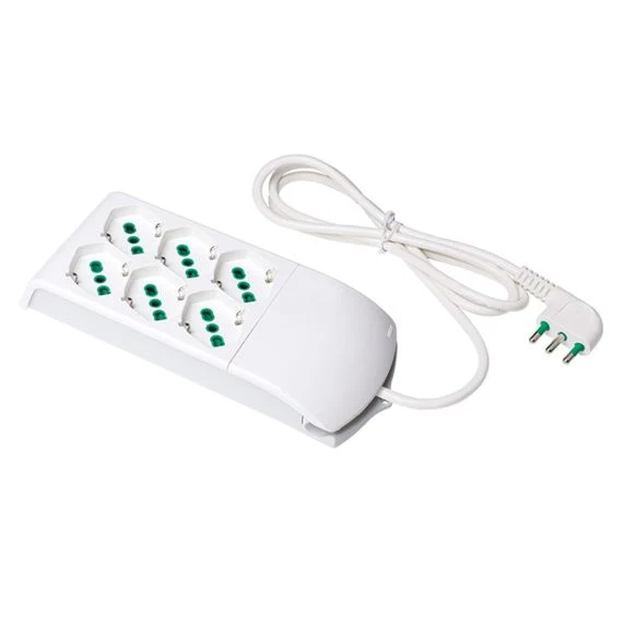 Multipresa Fanton Fido 3+3 Prese Bipasso 2P+T 16A Cavo 1,5 m Bianca – 410310
