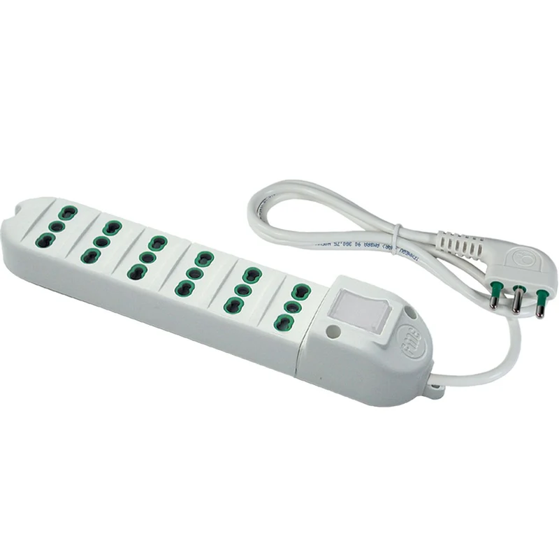 Multipresa Fanton 6 Prese Bipasso 2P+T 16A con Interruttore Bianca – 41043