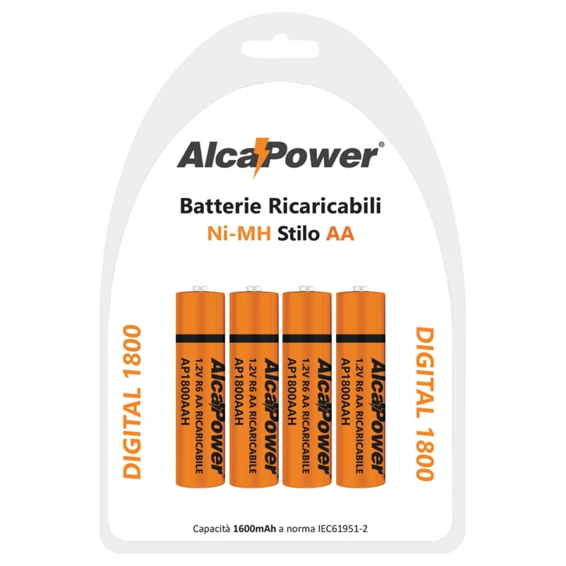 Batterie Stilo AA Ricaricabili, blister 4 pezzi - 1800mah