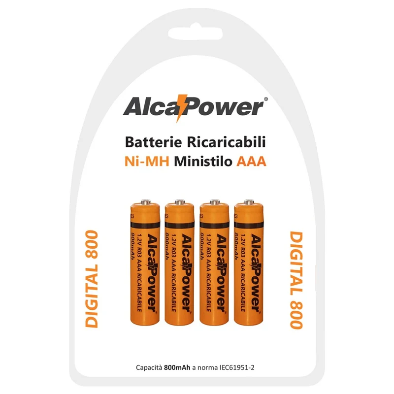 Batterie Mini Stilo AAA Ricaricabili, blister 4 pezzi - 800mah