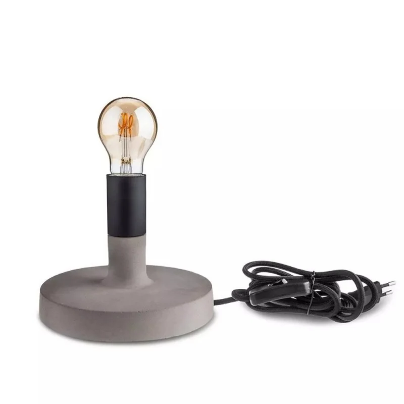 Lampada LED da Tavolo Rotonda con Portalampada E27 (Max 60W) Base in Calcestruzzo