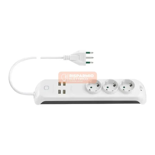 Presa Multipla 16A 00447.CC.B – 3 Prese Schuko, 4 USB, Interruttore e Wi-Fi