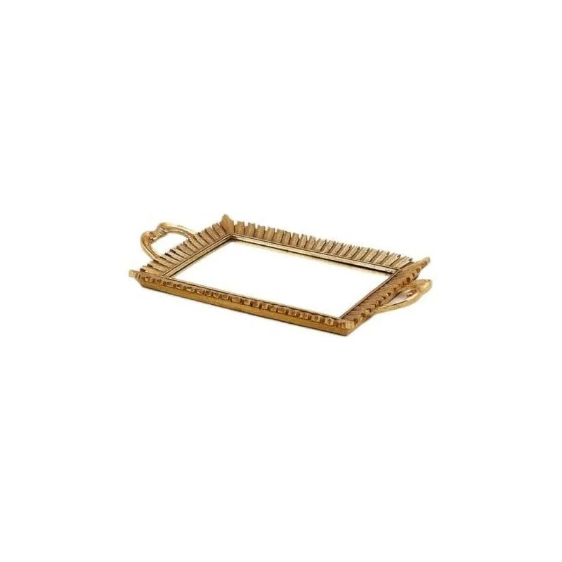 Vassoio specchio rettangolare oro EDG