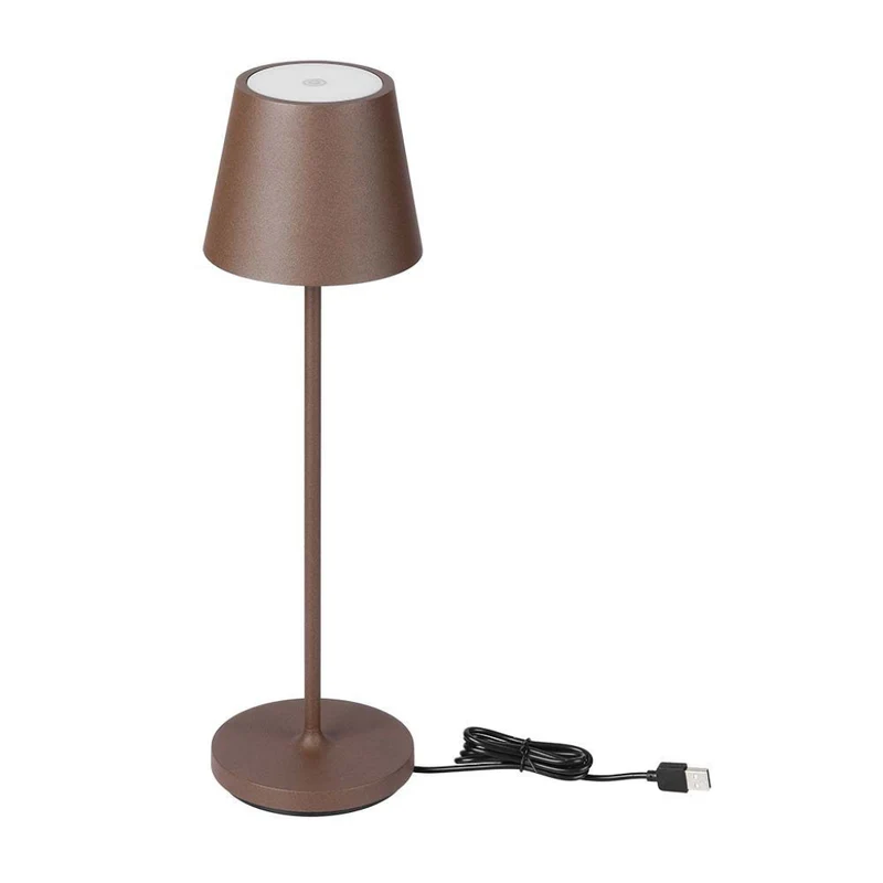 Lampada LED da Tavolo 15W Corten con Touch Dimmer e Ricarica Wireless