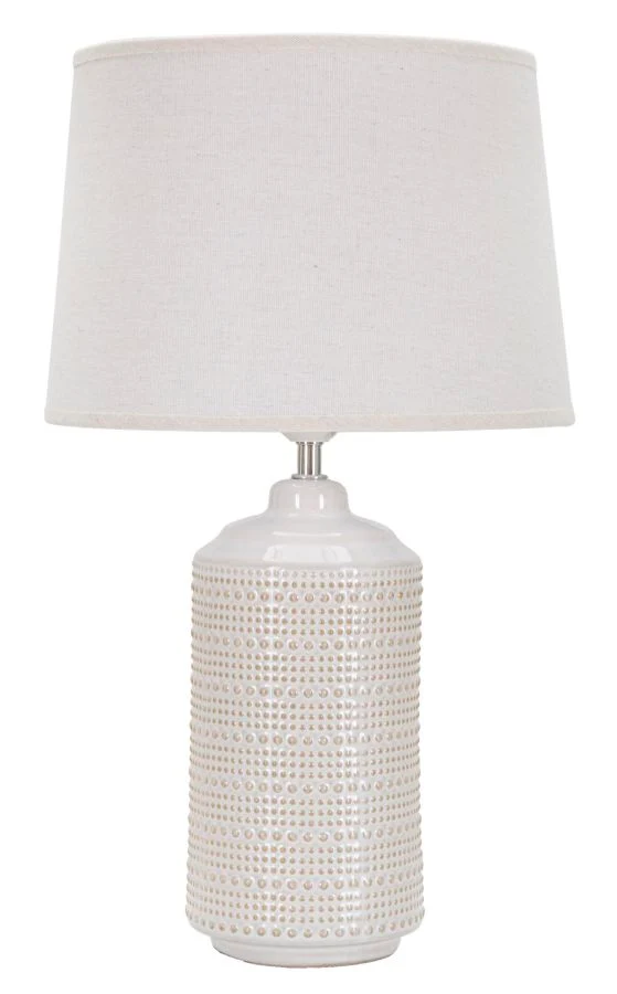 Lampada da Tavolo Elegante in Ceramica con Paralume Bianco 28x47 cm