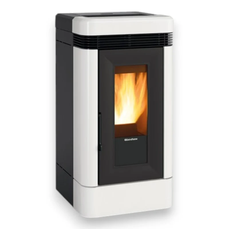 Stufa a pellet in ghisa 12 Kw bianca 55,6x59,7xH109,7 cm Lucia Nordica