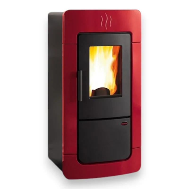 Stufa a pellet 28,4 Kw in acciaio 62x69xH130,4 cm bordeaux Diadema idro Nordica