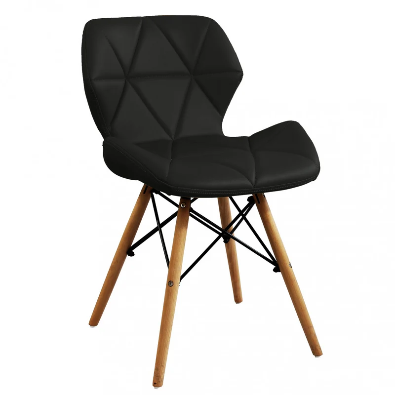 Sedia design moderna da interno con gambe in legno e seduta in ecopelle Black C