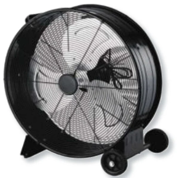 Ventilatore industriale 60 cm metallo, pale resistenti e ruote mobili
