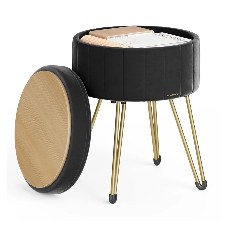 Sgabello Pouf Contenitore Cassapanca Rotonda