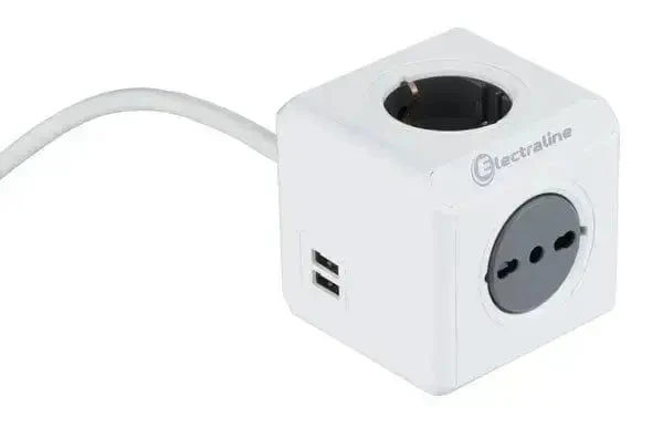 Multipresa cubo 1sh+3biv.+2usb 2.1a