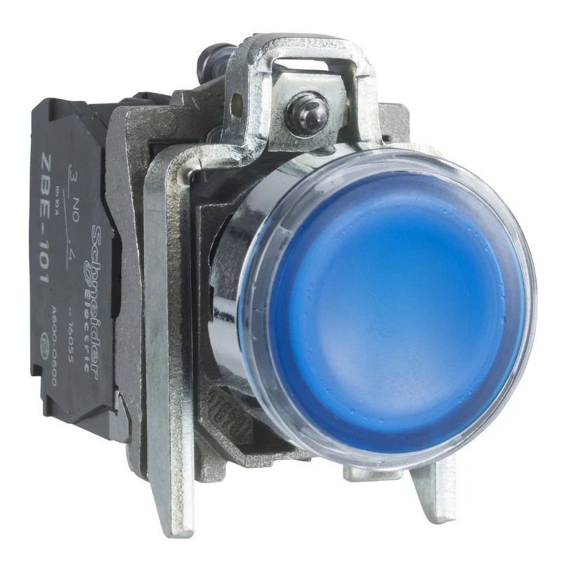 SCHNEIDER XB4BW36B5 - Pulsante luminoso blu Ø22 - filoghiera ad impulso - 24Vac/dc - 1NO+1NC- LED universale
