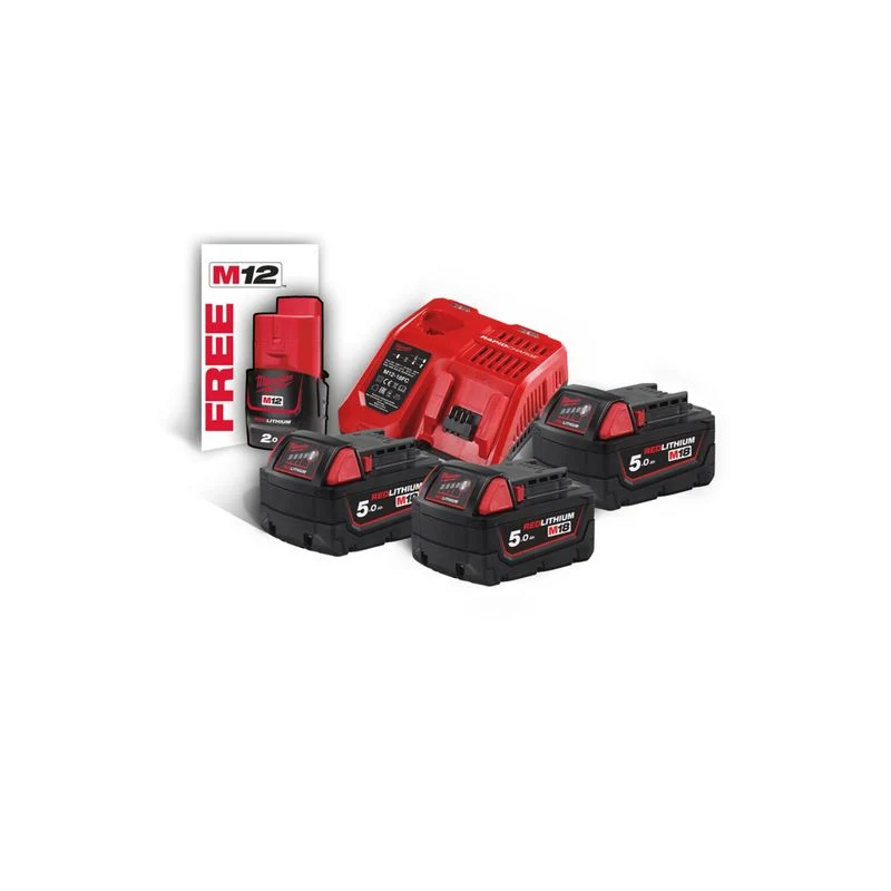 KIT Caricabatterie Rapido + 3 Batterie M18 5Ah + 1 Batteria M12 2Ah