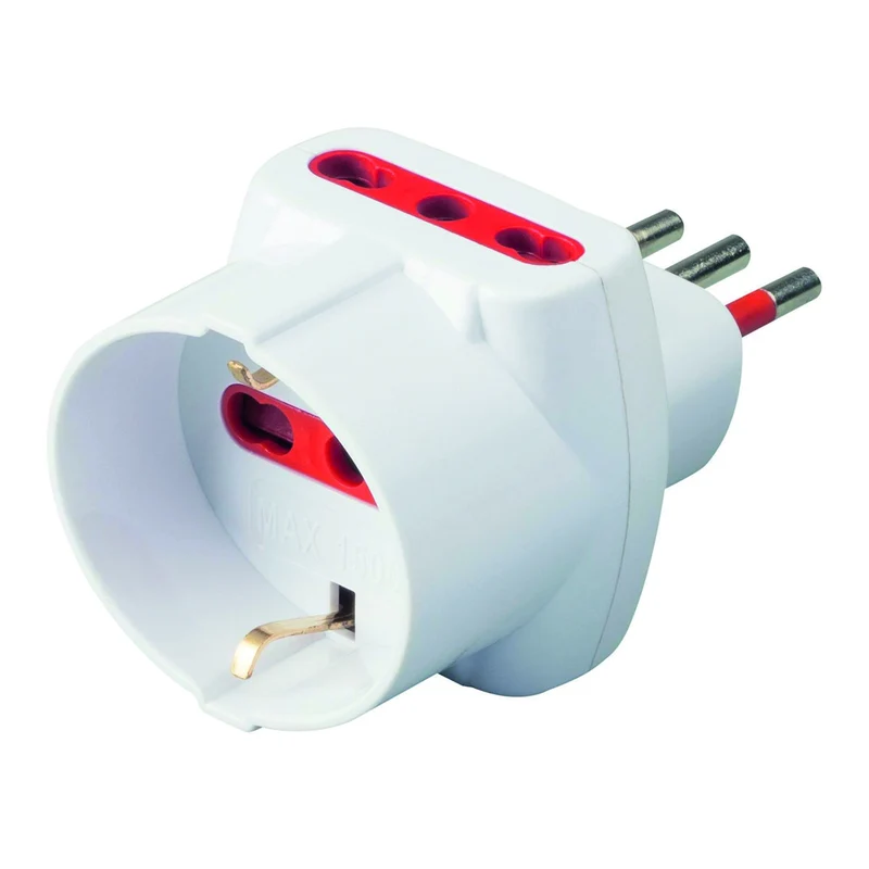 Adattatore triplo da spina 10A a 2 prese bipasso 10A/16A e 1 presa schuko 16A, bianco, serie Emilia Prime