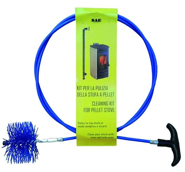 Kit spazzacamino per tubi stufa pellet con asta flexi 200cm