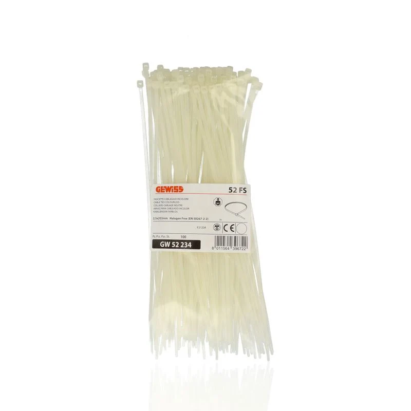 GEWISS GW52234 - Fascette Cablaggio Standard 2,5x203mm Incolore 100 Pezzi