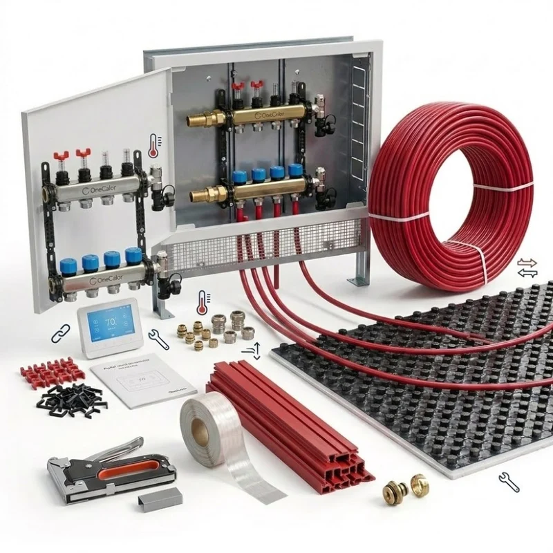 Kit Riscaldamento a Pavimento OneCalor per Impianti Civili 80 m² Pannello Bugnato 30 + 25 mm