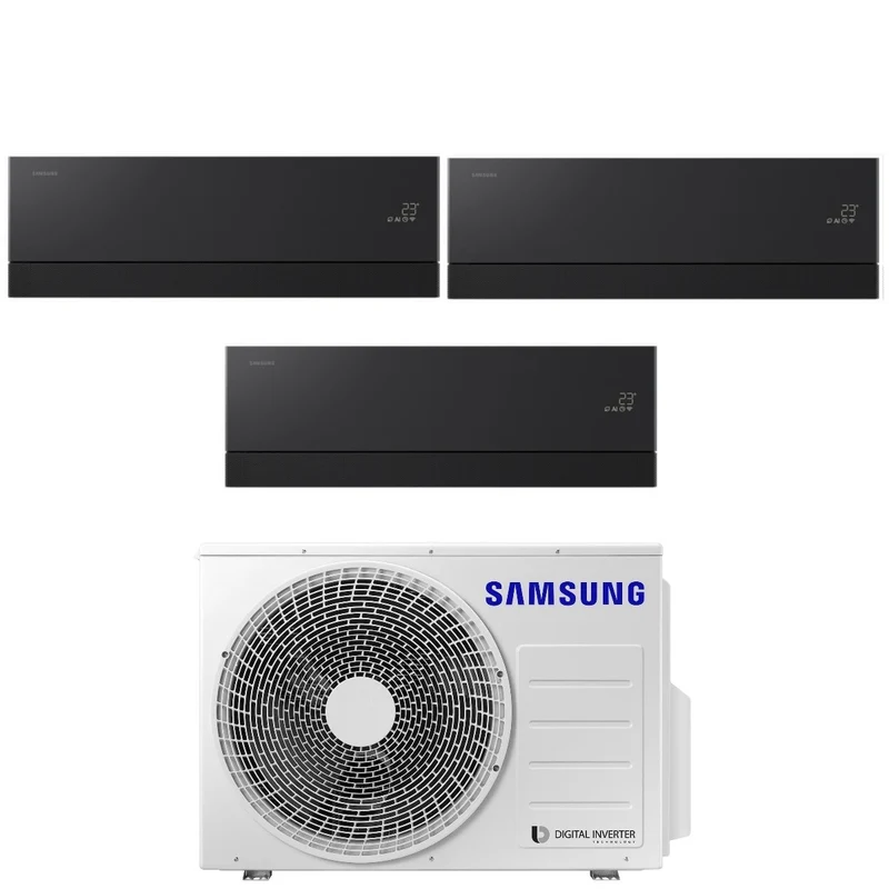 Condizionatore Trial Split Samsung WindFree Première Black 7+7+9 con AJ068TXJ3KG R-32 Wi-Fi Integrato