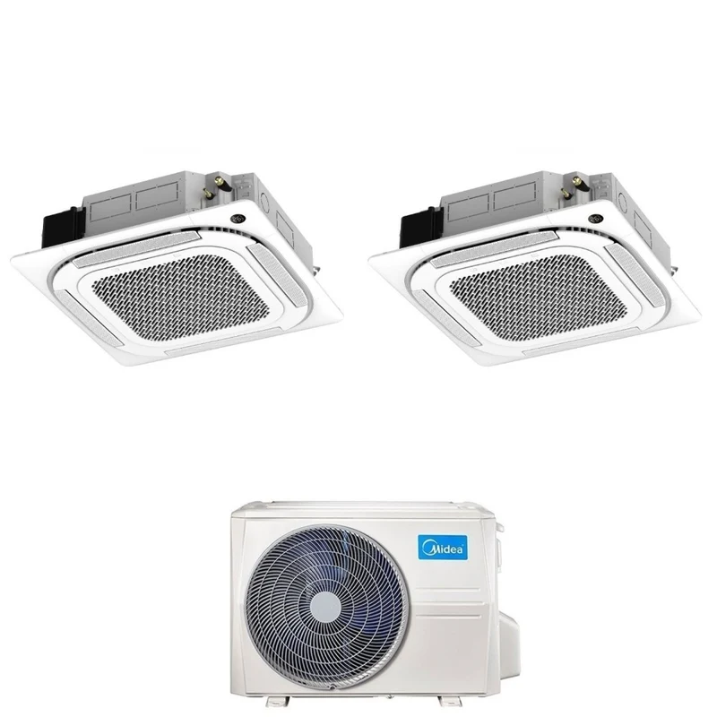 Condizionatore Dual Split a Cassetta Midea 12+12 con M3OG-21HFN8- R-32 Wi-Fi Optional con Telecomando e Griglia