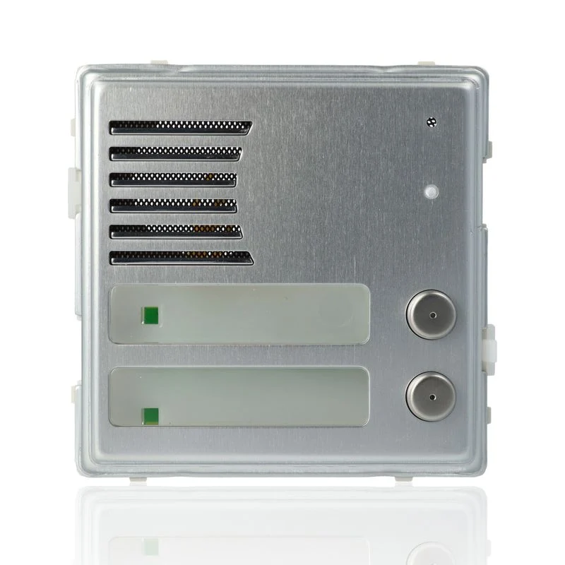 URMET 1148/22 - Sinthesi S2, modulo in alluminio per posto esterno, con 2 pulsanti, acciaio lucido