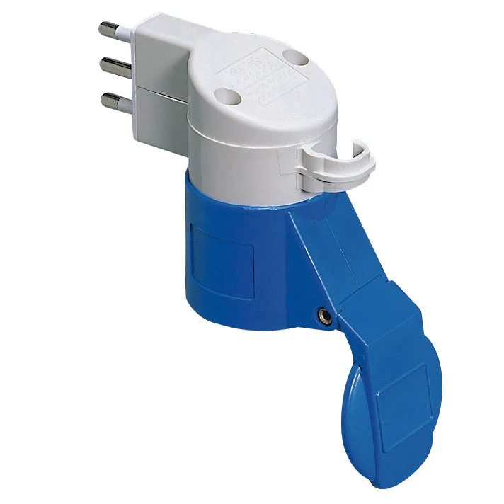 GEWISS GW64208 - Adattatore da civile ad industriale con Spina S17 2P+T 16A 250V e presa 2P+T 16A 6H