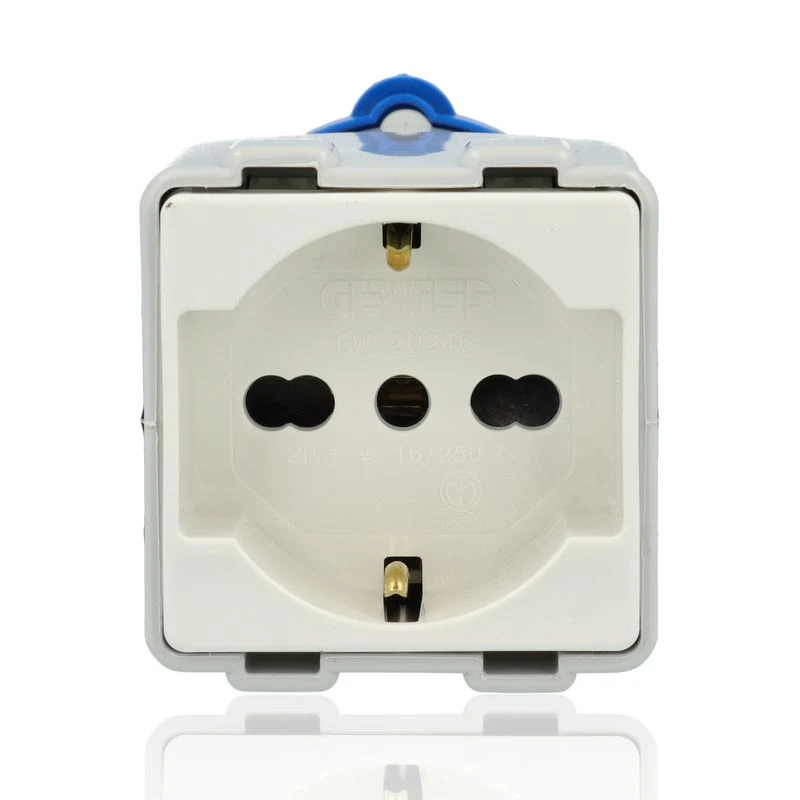 GEWISS GW64212 - Adattatore da industriale a civile 1 Spina 2P+T 16A 230V e 1 presa 2P+T bivalente P30-17