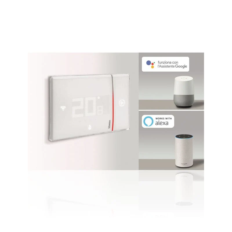 BTICINO X8000 - Smarther - Termostato Connesso Wi-Fi, Bianco, Google Assistant E Alexa - LivingLight