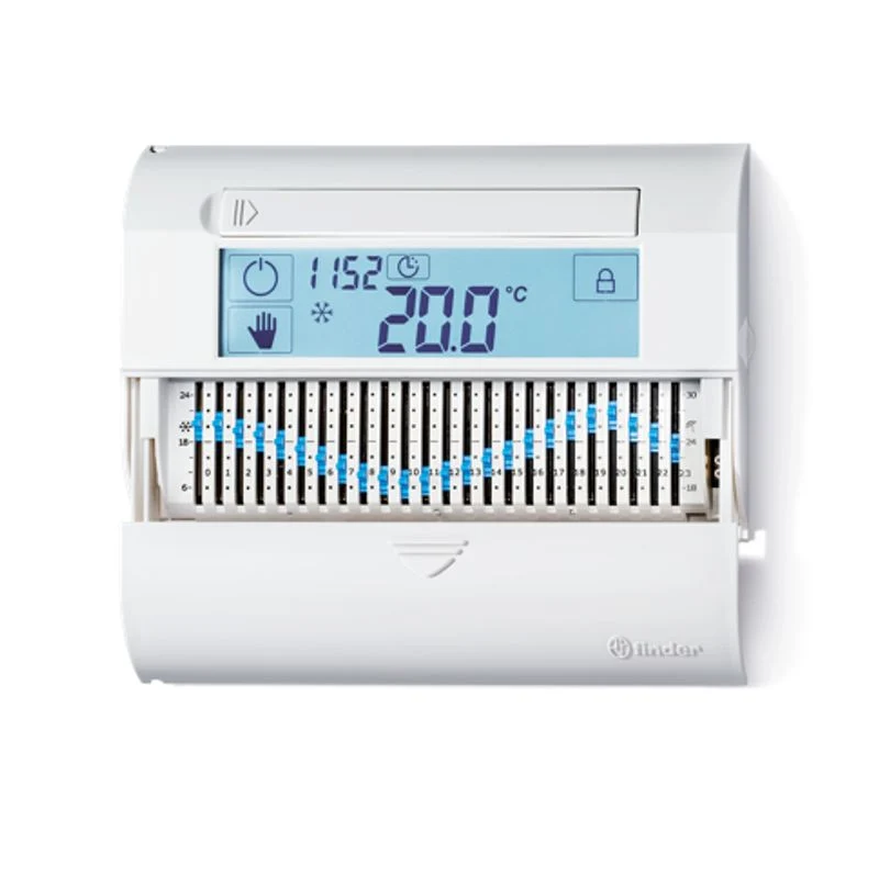 FINDER 1C6190030101 - Cronotermostato da parete Giornaliero, Standard, 3 V, Touch slide, 1 contatto, 5 A, Bianco panna, DC
