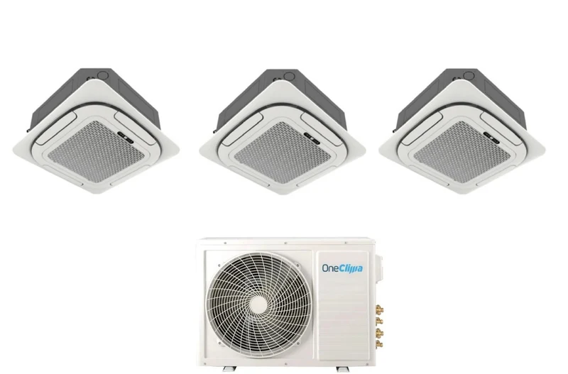 Condizionatore OneClima Trial Split Cassetta 4 Vie 12+12+12 con MLT27x3/Y24 R-32 Wi-Fi Optional Griglia Inclusa e Telecomando di Serie