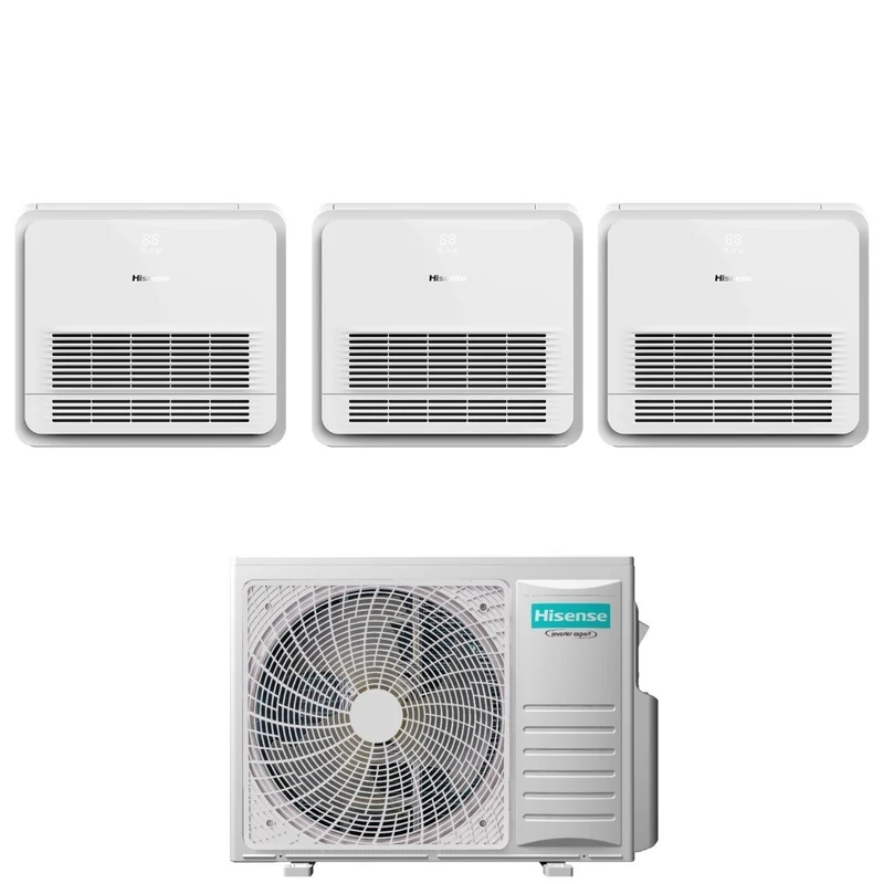 Condizionatore Trial Split Console Hisense 9+9+12 con 3AMW62U4RJC R-32 Wi-Fi Optional Con Telecomando
