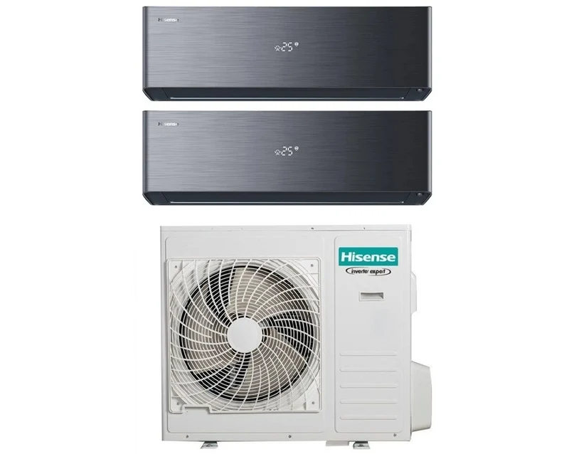 Condizionatore Dual Split Hisense Energy Pro X Black 18+18 con 5AMW105U4RQC R-32 Wi-Fi Integrato
