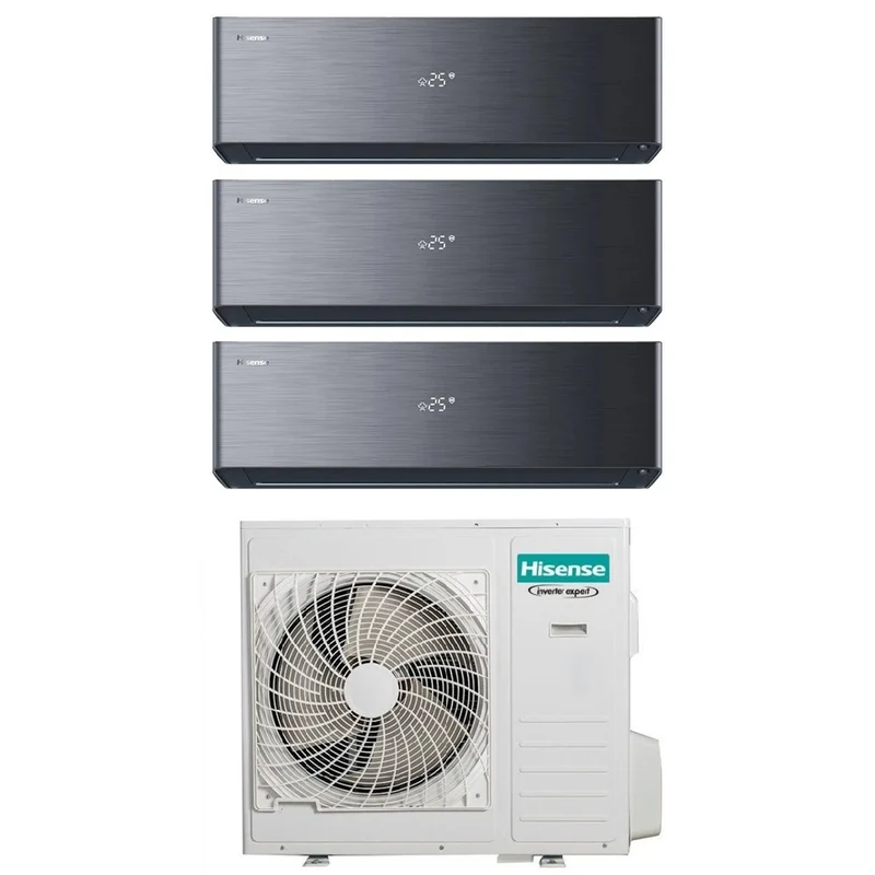 Condizionatore Hisense Trial Split ENERGY PRO X BLACK 12+12+18 con 5AMW105U4RQC R-32 Wi-Fi Integrato