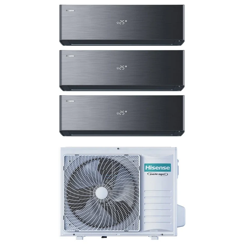 Condizionatore Hisense Trial Split ENERGY PRO X BLACK 9+9+18 con 4AMW81U4RJC R-32 Wi-Fi Integrato