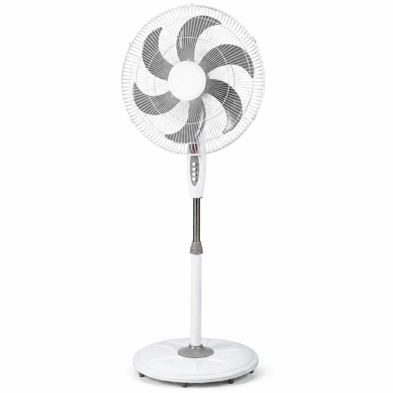 Ventilatore a Piantana Altezza 130 cm Base Tonda Anti Ribaltamento 65W e 6 Pale Bianco