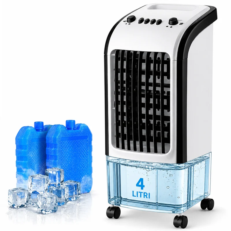 Raffrescatore Nebulizzatore 3in1 Serbatoio 4L con 2 Ghiaccioli Potenza 65W Bianco