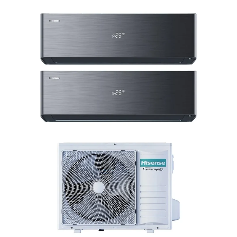 Condizionatore Dual Split Hisense Energy Pro X Black 12+18 con 3AMW62U4RJC R-32 Wi-Fi Integrato