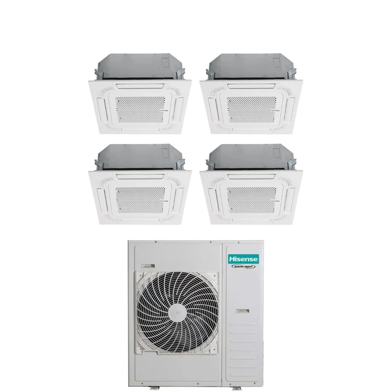 Condizionatore Quadri Split a Cassetta Hisense 9+9+9+12 con 5AMW125U4RTA R-32 Wi-Fi Optional con Telecomando e Pannello