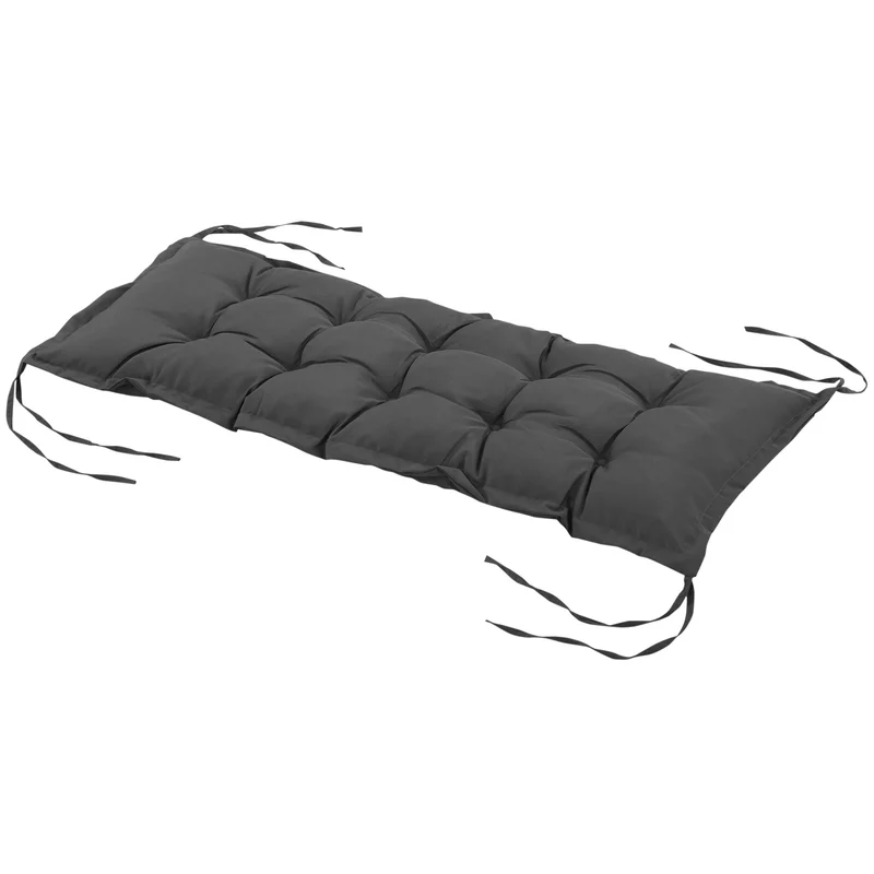 Easycomfort Cuscino per Panchina da Giardino con Laccetti e Imbottitura Spessa, 100x40cm, Grigio Scuro