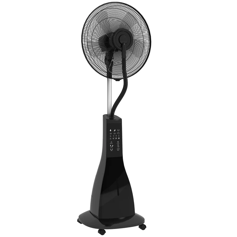 Ventilatore Nebulizzatore da Terra 44,5x38,5x120 cm con Serbatoio 3L 3 Modalità e 3 Velocità Nero