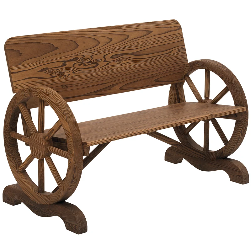 EasyComfort Panca da Giardino 2 Posti con Schienale Alto, in Legno di Abete, 114x58x80 cm, Marrone