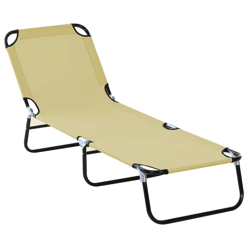 EasyComfort Lettino da Giardino con Schienale Regolabile in 5 Posizioni, in Acciaio e Tessuto Oxford, 188x56x28 cm, Beige
