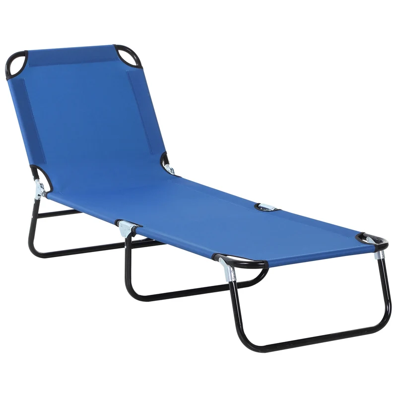 EasyComfort Lettino da Giardino con Schienale Regolabile in 5 Posizioni, in Acciaio e Tessuto Oxford, 188x56x28 cm, Blu