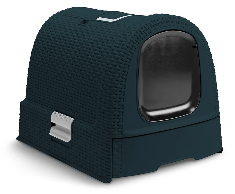 Lettiera per Gatti 51x39x39 cm in Plastica Effetto Rattan Keter Cat Litter Box Graphite Seconda Scelta
