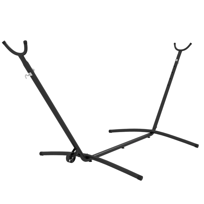 EasyComfort Supporto per Amaca da 330 cm max con 6 Fori e Rotelle, in Metallo, 290x120x115 cm, Nero