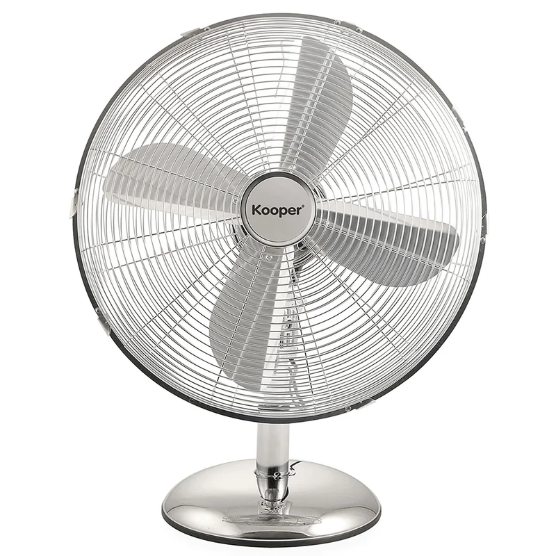 Ventilatore da Tavolo 4 Pale 3 Velocità 50W in Acciaio Laminato e Alluminio Argento