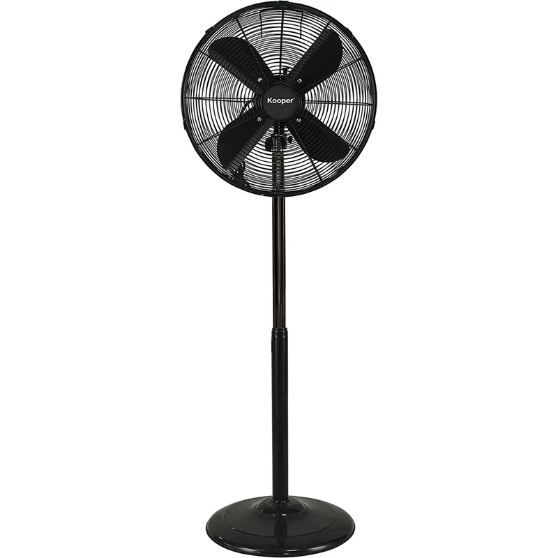 Ventilatore a Piantana 4 Pale Ø 40 cm 50W in Acciaio Laminato e Alluminio Nero