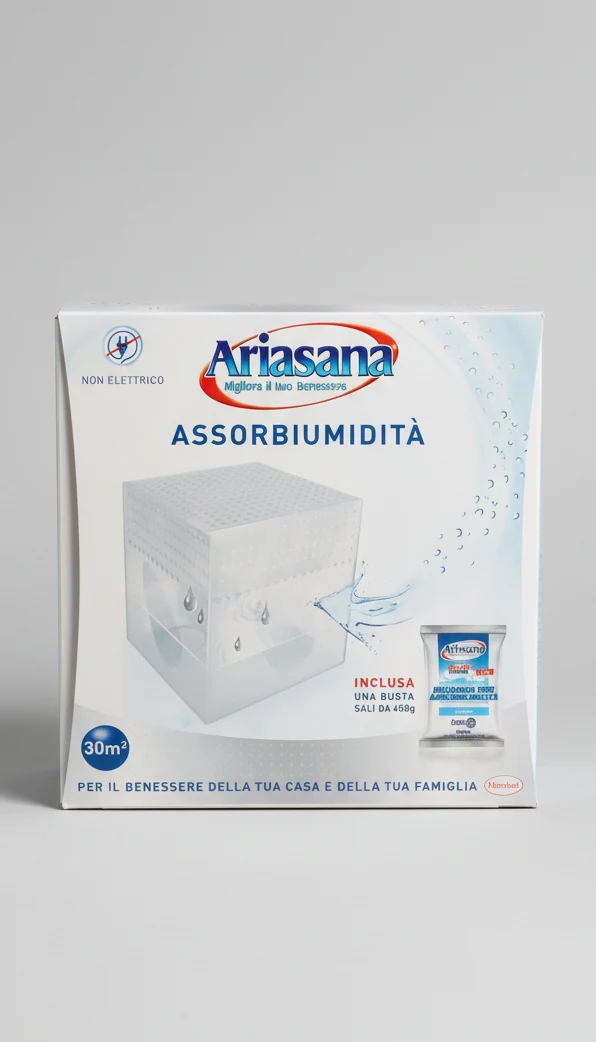 Ariasana Kit Mini Assorbiumidita - Include 1 Busta Sali 450g, Fino a 30m Cubi, Universale, Anti-Umidita Non Elettrico